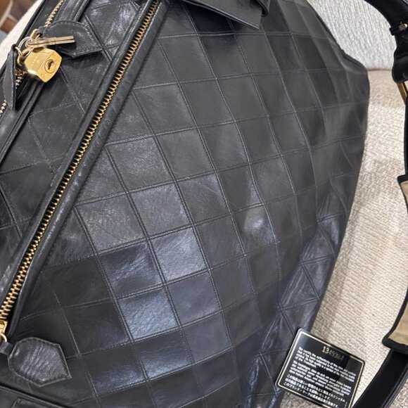 Authentic Chanel Black leather wild stitch 2 compartment suitcase travel bag - Picture 7 of 16
